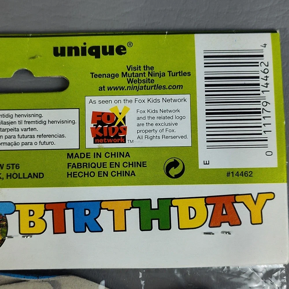 Vintage Ninja Turtles Happy Birthday Banner 1998 TMNT The Next Mutation Fox Kids